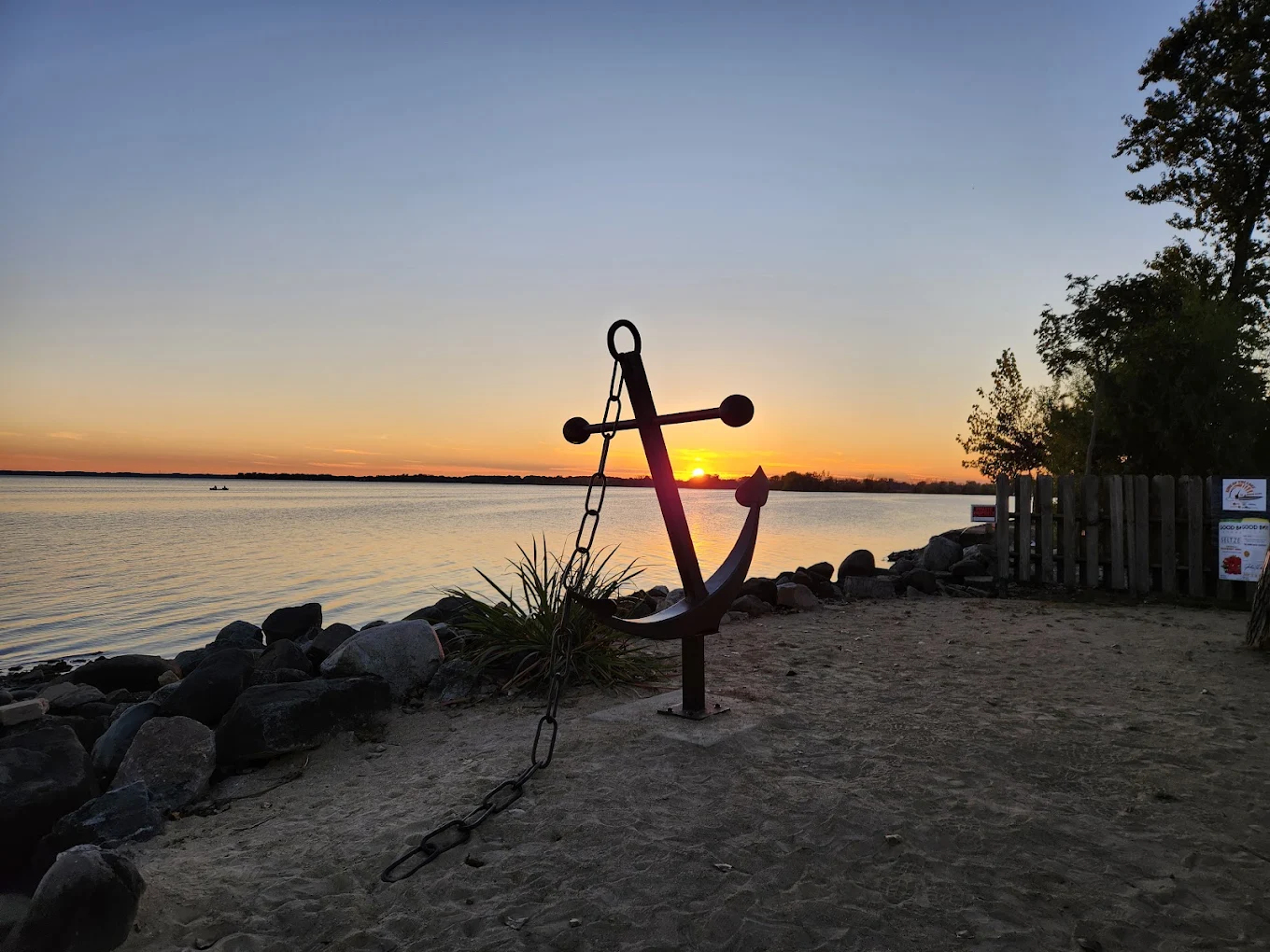 Anchor on the shoreline at sunset